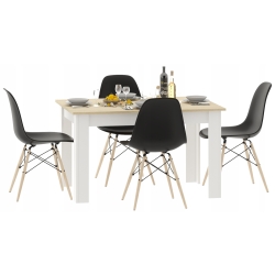 Stół kuchenny 120x80 Biały + Blat DS + 4 krzesła Skandynawskie Milano Czarne